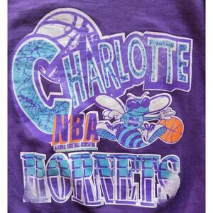 Charlotte Hornets 90s crew 50/50 sweatshirt L purple NBA basketball vintage